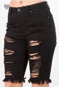 Image 5 of Distressed Denim Bermuda Shorts