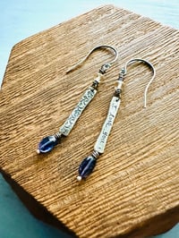 Image 2 of iolite and citrine sterling silver bar dangle earrings