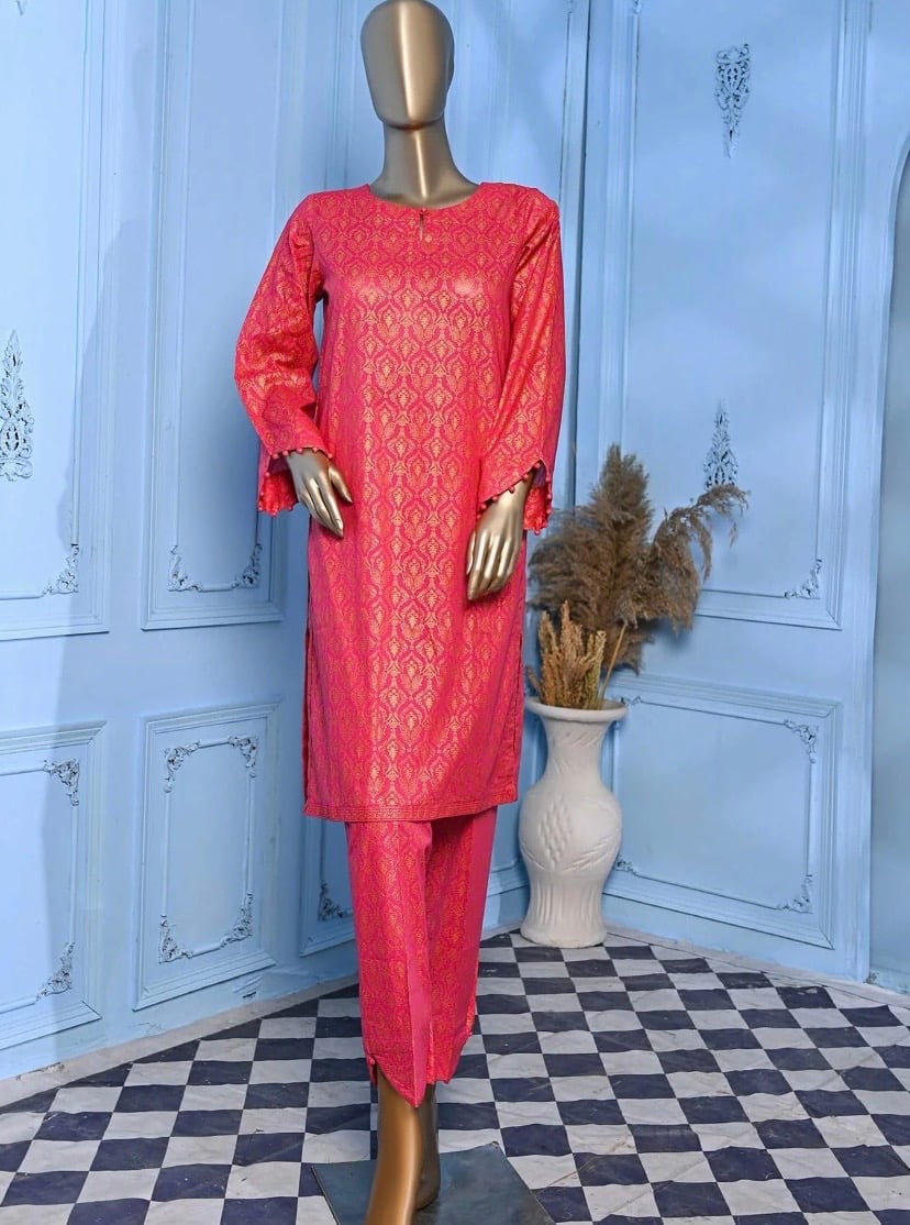 Bin Saeed blush pink gold print 
