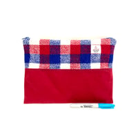 Image 4 of Red White & Blue Harris Tweed Waxed Cotton Zip Bag
