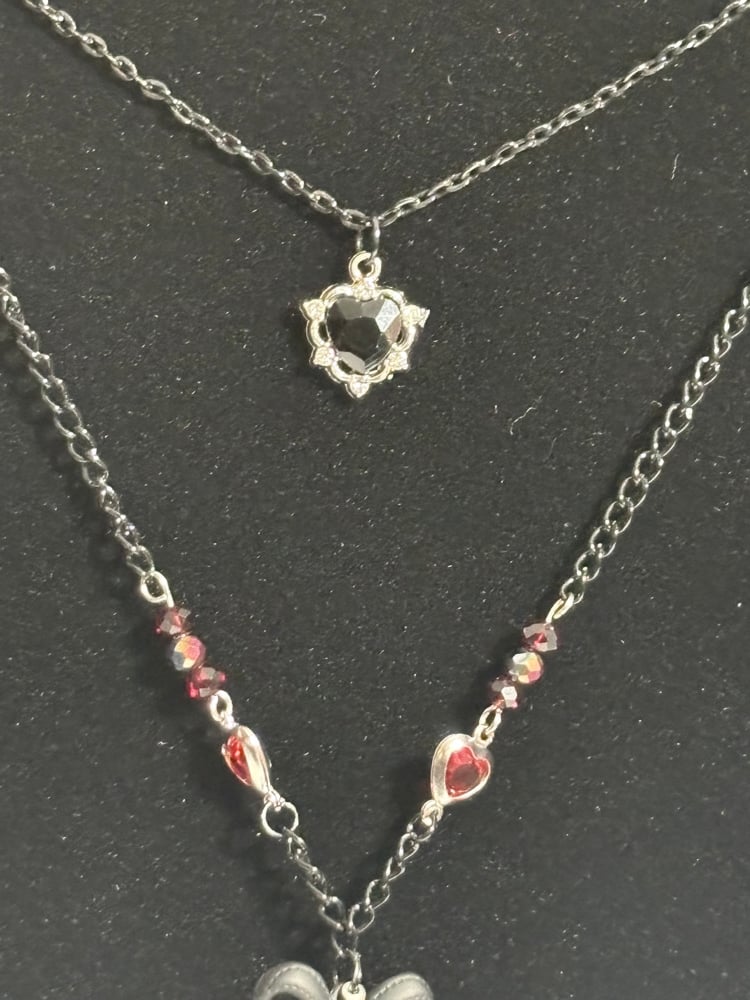 Image of Black rose in glass cloche chain necklace 