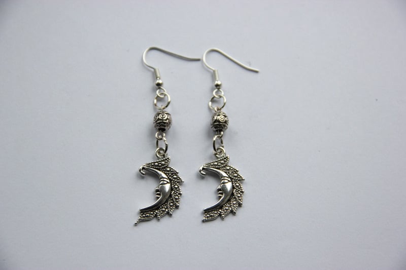 Image of Silver Crescent moon earrings