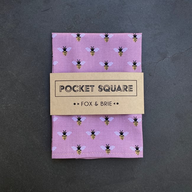 Pink Bee Pocket Square