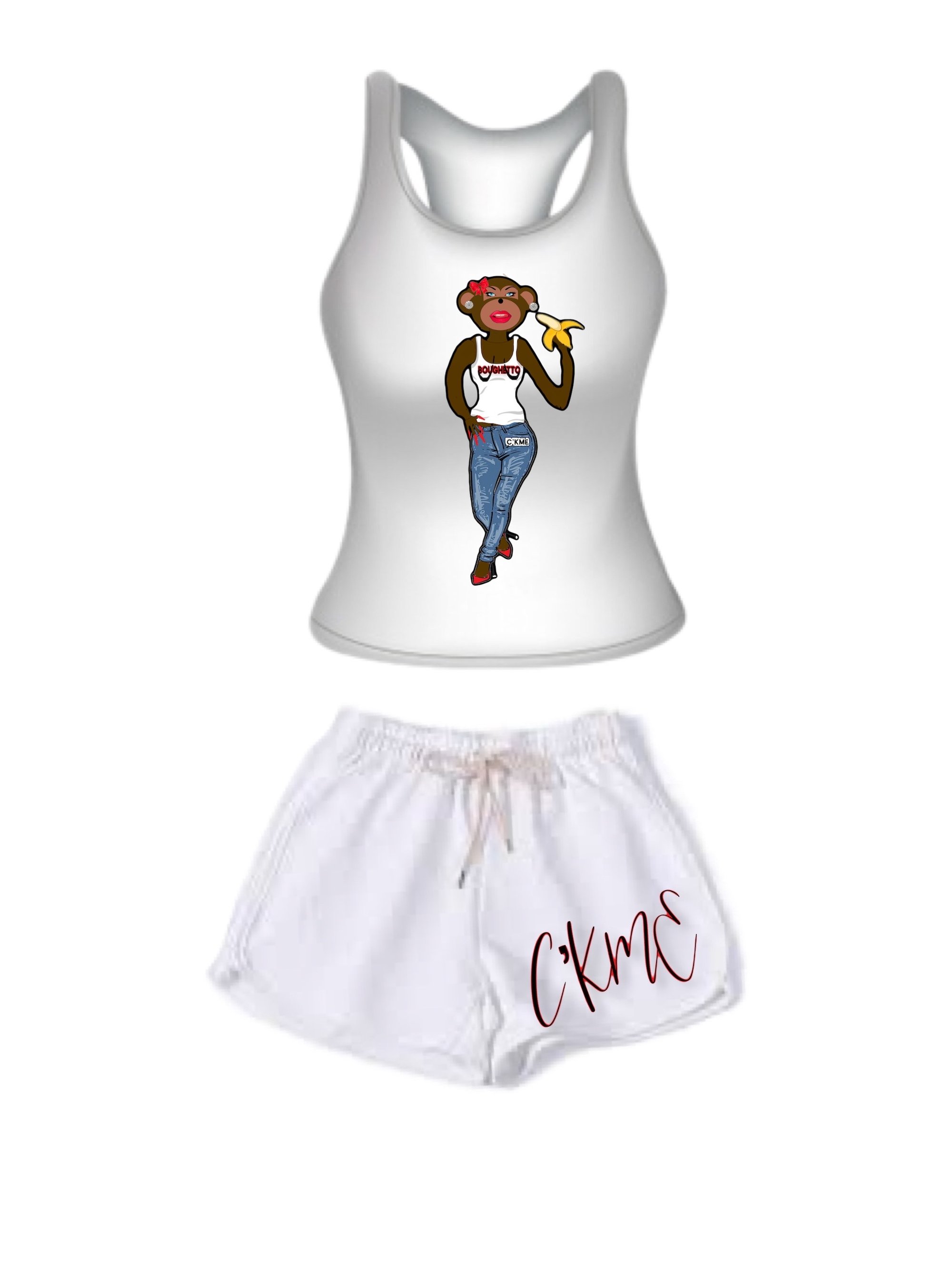 Image of White tank top shorts set