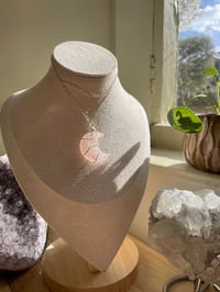 Image 1 of Rose Quartz Silver  Moon Necklace