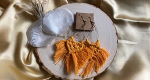 Image of Teardrop Macramé Earrings: Yellow