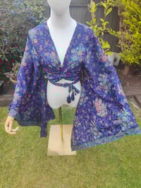 Image 4 of Stevie sari top-upto size 8-16 navy and jade