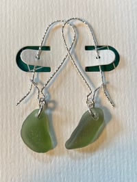 Image 2 of Sterling Silver Diamond Cut XL Sea Glass Earwires