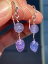 Gem Tanzanite Earrings, Gem Tanzanite Carved Crystal Leaf Earrings, Tanzanite Drop Earrings