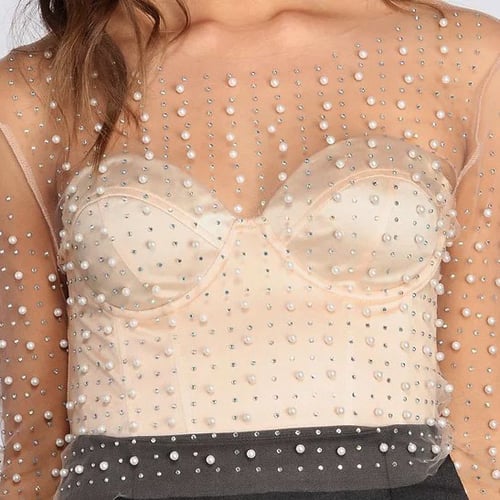 Image of Embellished Sheer Top