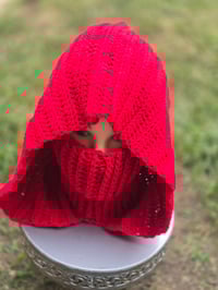 Image 2 of Red hooded scarf