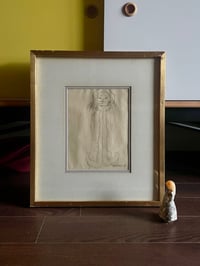 Image 1 of Mid Century Graphite Figure Drawing on Paper
