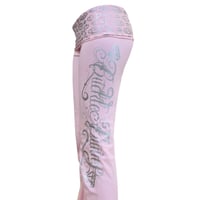 Image 3 of pink diamondkissed fold over leggings *silver*