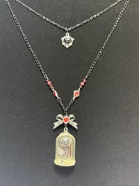 Image 4 of Black rose in glass cloche chain necklace 