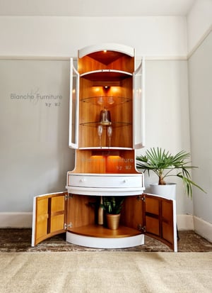 Image of Nathan Corner Drinks Cabinet unit with light - in White