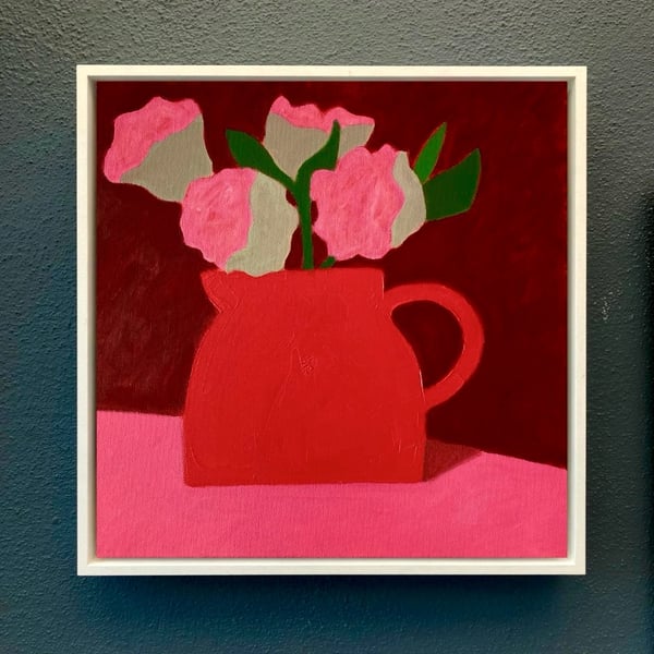 Image of Roses in a Red Jug