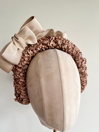 Image 1 of Taupe headband w grosgrain bow