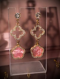 Image 1 of Pink Opal Clover Earrings 