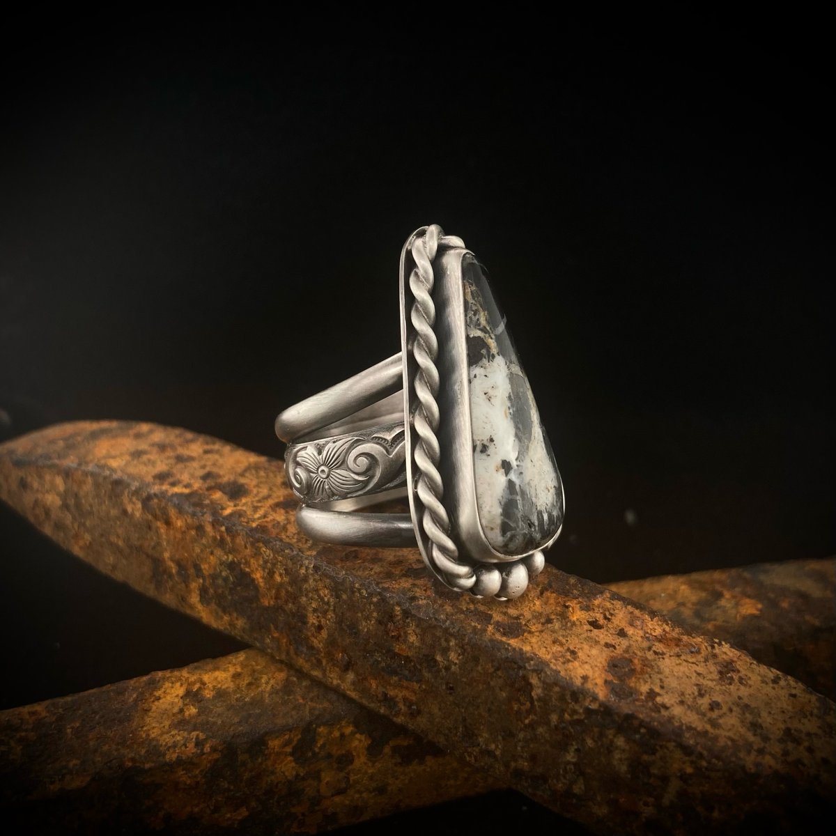 White Buffalo Turquoise Ring 6