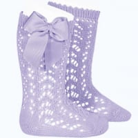 Image 1 of Knee High Openwork Bow Soxks 