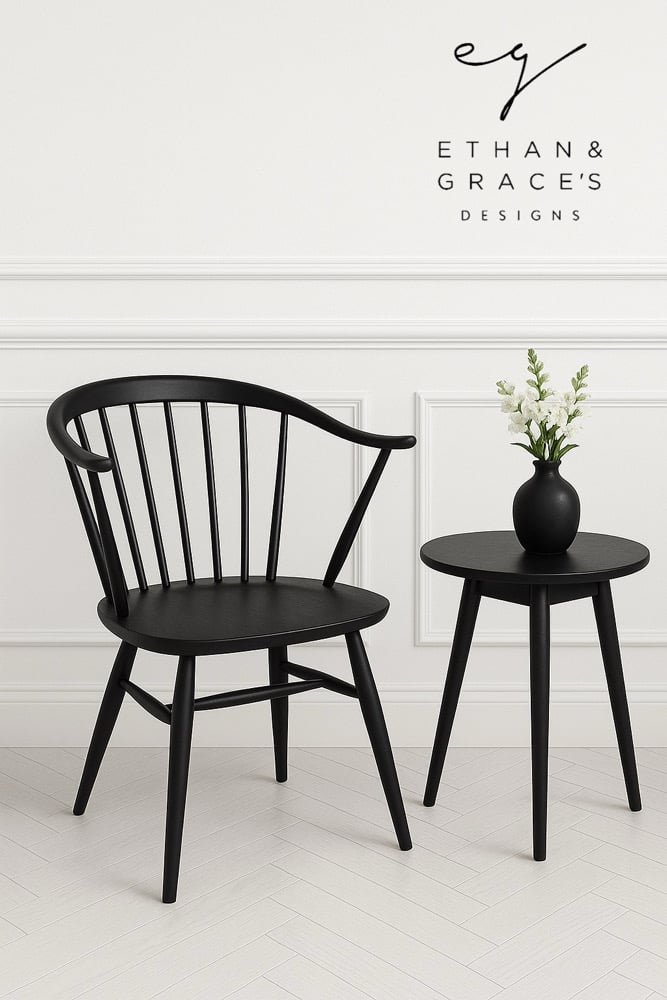 Image of Ercol black cowhorn chair 