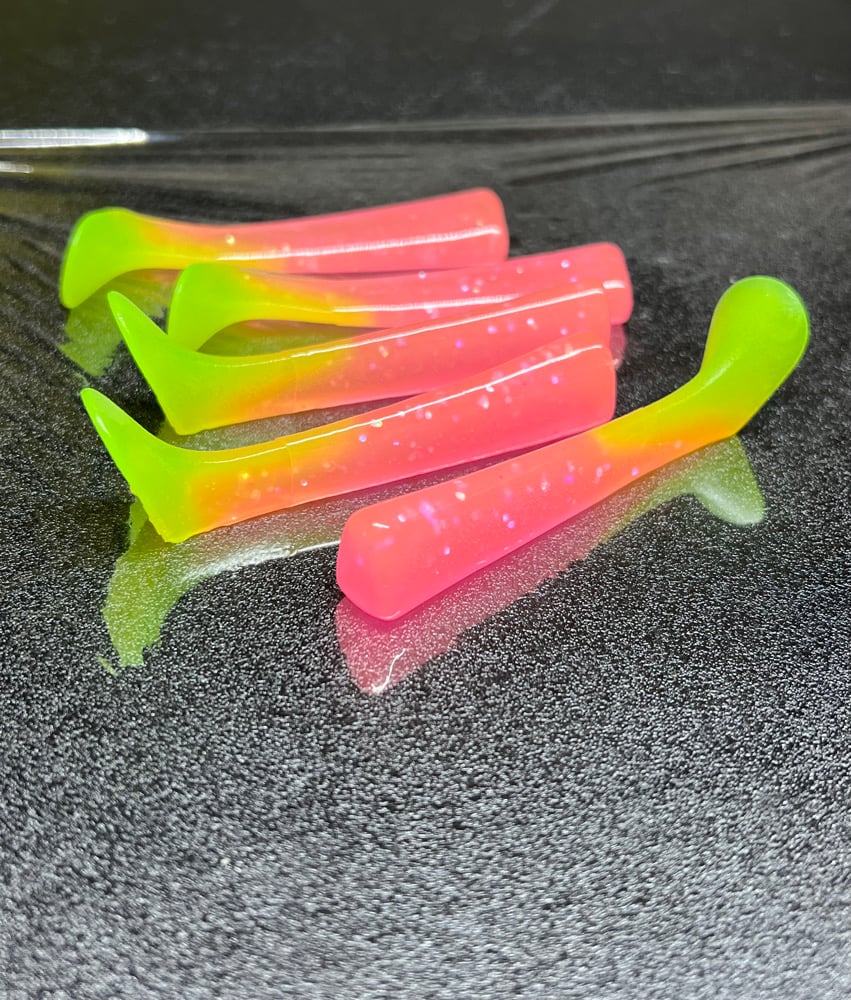 Image of 3”SSDV/Hot Pink-Chartreuse Tail/5pk (pre-order)