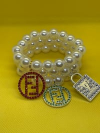 Image 4 of Stackable Pearl Bracelets with Designer-Inspired Charms