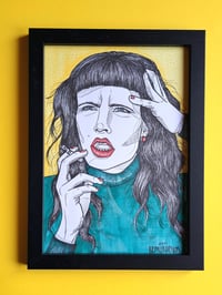 Image 1 of 'HEADACHE II' original illustration (A4, frame incl.)