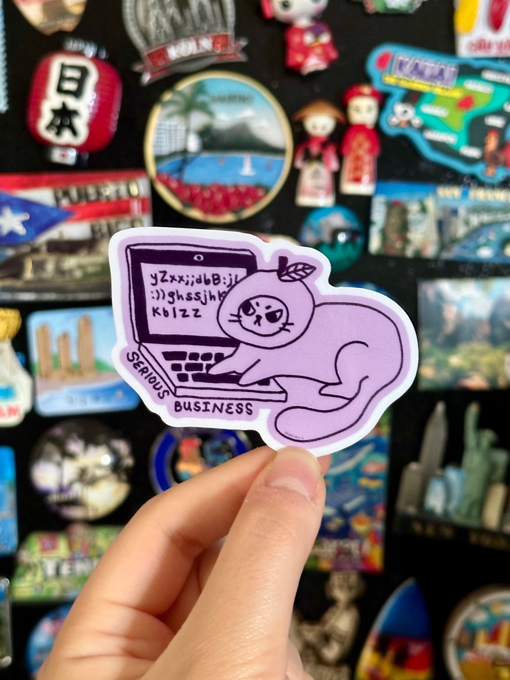 Image of Serious Business Cat Clear Sticker Decal