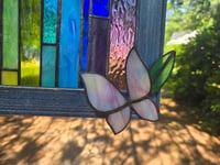 Image 6 of Stained glass rainbow panel with 3 D butterfly