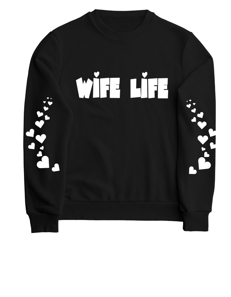 Image of Wife Life Hoodie w/heart sleeves