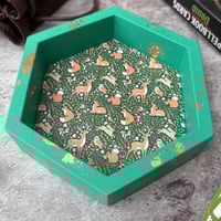 Image 4 of Green Woodland Print Small Hexagon Dice Tray