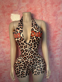 Image 3 of Leopard Print Backless Romper