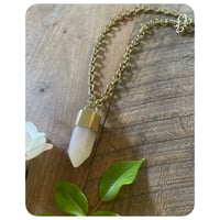 Image 1 of Solid Brass Light Pink Opal Necklace