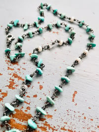 Image 3 of Lone Mountain turquoise necklace with pearl pendant