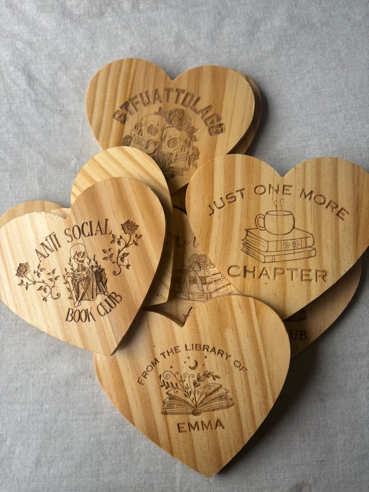 Image of Wooden heart laser engraved coasters 