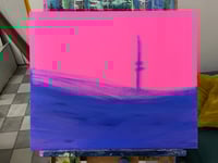 Image 5 of Tv tower - pink, 50x60 cm, mixed technique on canvas