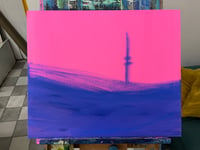 Image 5 of Tv tower - pink, 50x60 cm, mixed technique on canvas