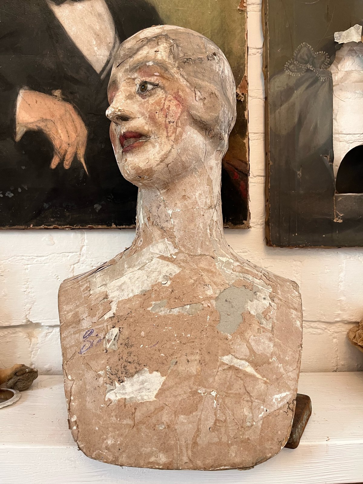 Antique 1920s paper mache mannequin bust glass eyes FREE shipping ...