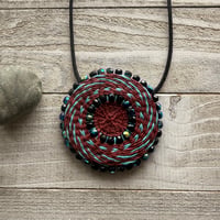 Image 2 of Woven Medallion - Turquoise & Garnet