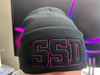Black SSD Magenta Outline Logo Knit Hat with Cuff