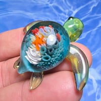 Image 3 of "UNDER THE SEA" CORAL REEF IMPLOSION SEA TURTLE PENDANT MEDIUM 4