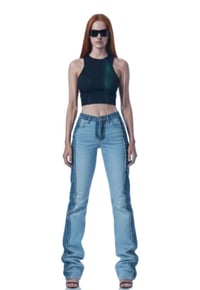 Image 1 of FLARE/ FITTED Reversed stacked jeans