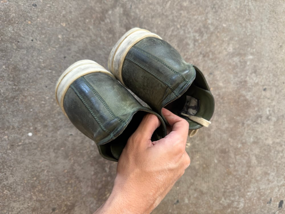 Image of Rick Owens Olive Mainline Low Ramones