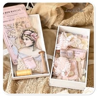 Image 2 of Vintage Style box of vintage French lace samples buttons cotton reels