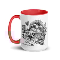Image 16 of Tropical Flower Sloth Coffee Mug Line Art by CrystalsArtPaws