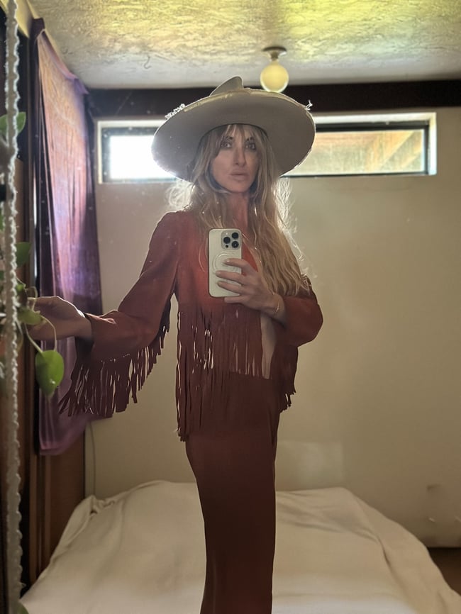 stellar late 1960s fringe suede trouser and bolero jacket set