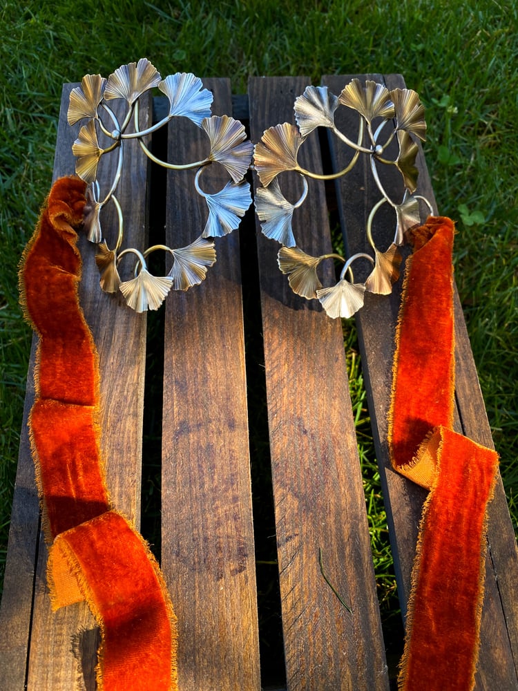 Image of Art Nouveau Ginkgo Brass Sterling Mask