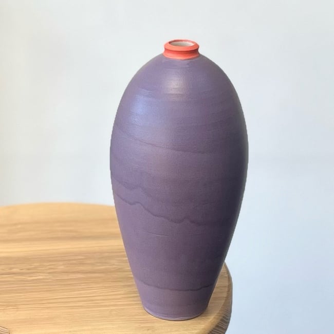 Oval Vase in Grape and Burnt Orange
