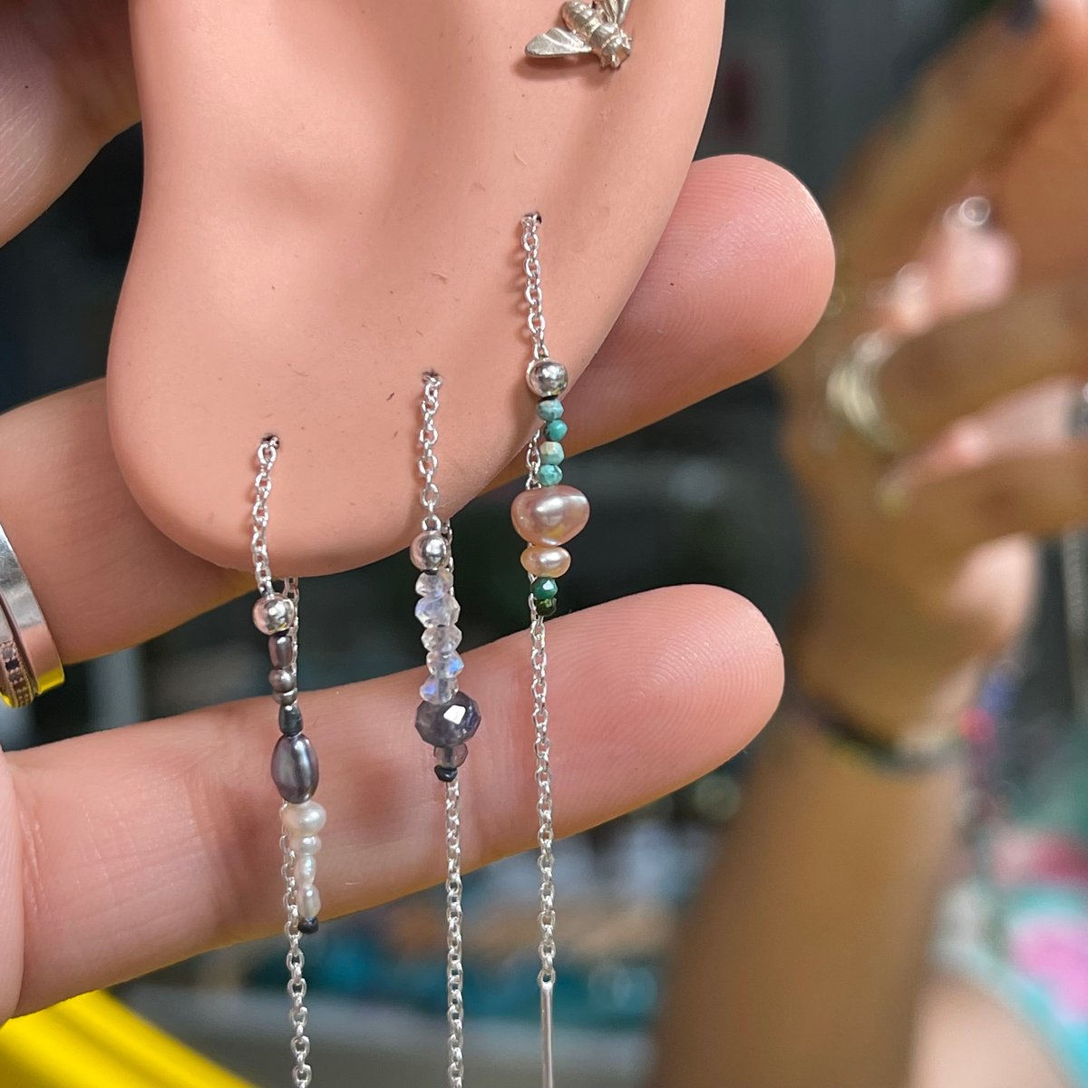 Image of Gemstones thread earring
